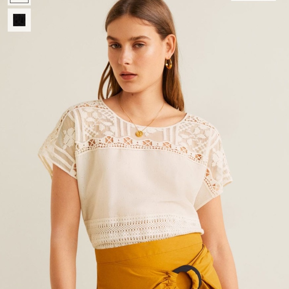 NWT Mango Embroidered Panel T Shirt